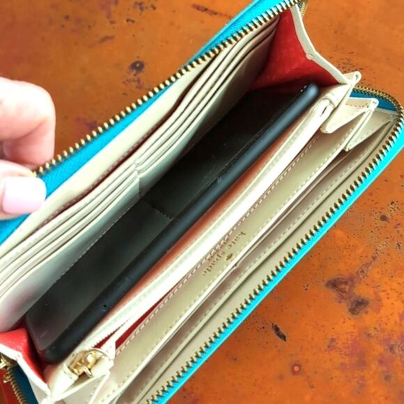 Kate Spade Turquoise Flame New York Moroccan Market Zip Around Wallet ♥️ NWOT - Picture 15 of 17